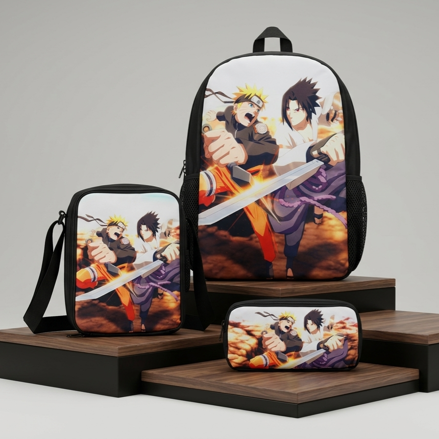 Anime Character 3-Pieces Backpack Set-Premium Shool & Causal Collection
