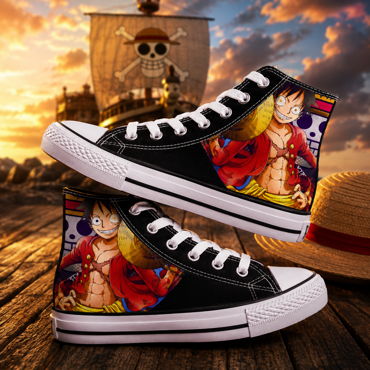 One Piece Luffy Anime High-Top Canvas Sneakers Fan Footwear