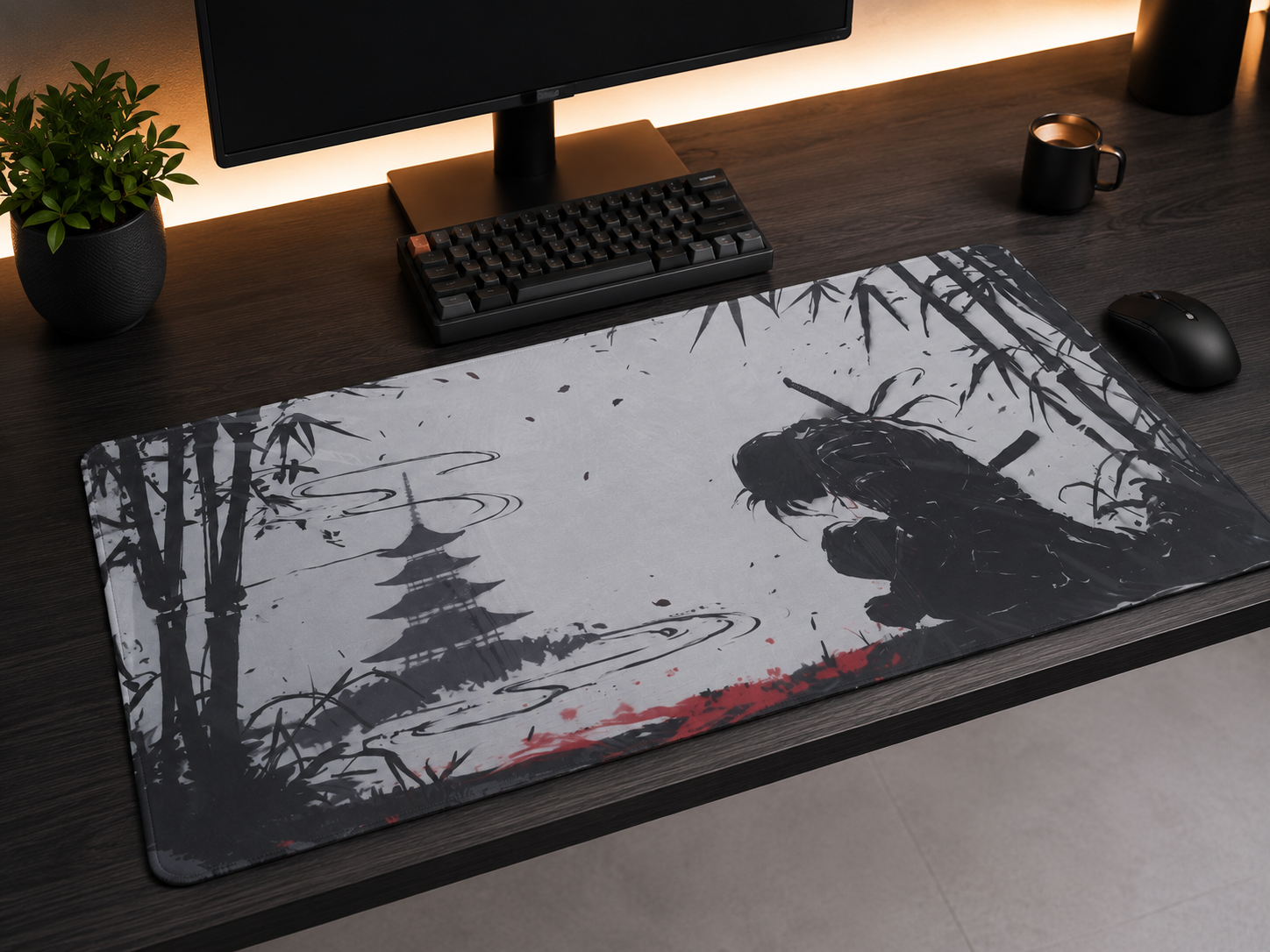 Japanese Samurai Zen Desk Mat-Premium Extended Mouse Pad